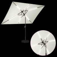 Produktbild för Trädgårdsparasol med LED-lampor och bas 200 x 300 cm Polyester