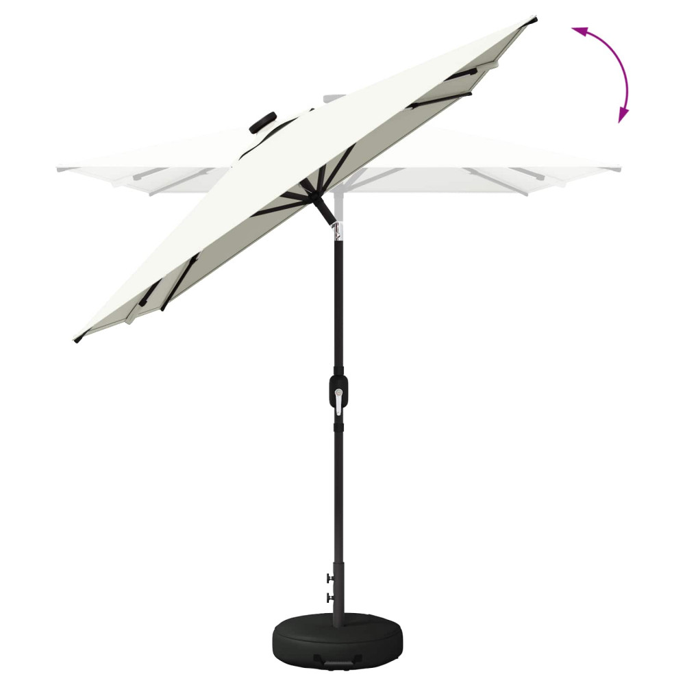Produktbild för Trädgårdsparasol med LED-lampor och bas 200 x 300 cm Polyester