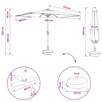 Produktbild för Trädgårdsparasol med LED-lampor och bas 200 x 300 cm Polyester