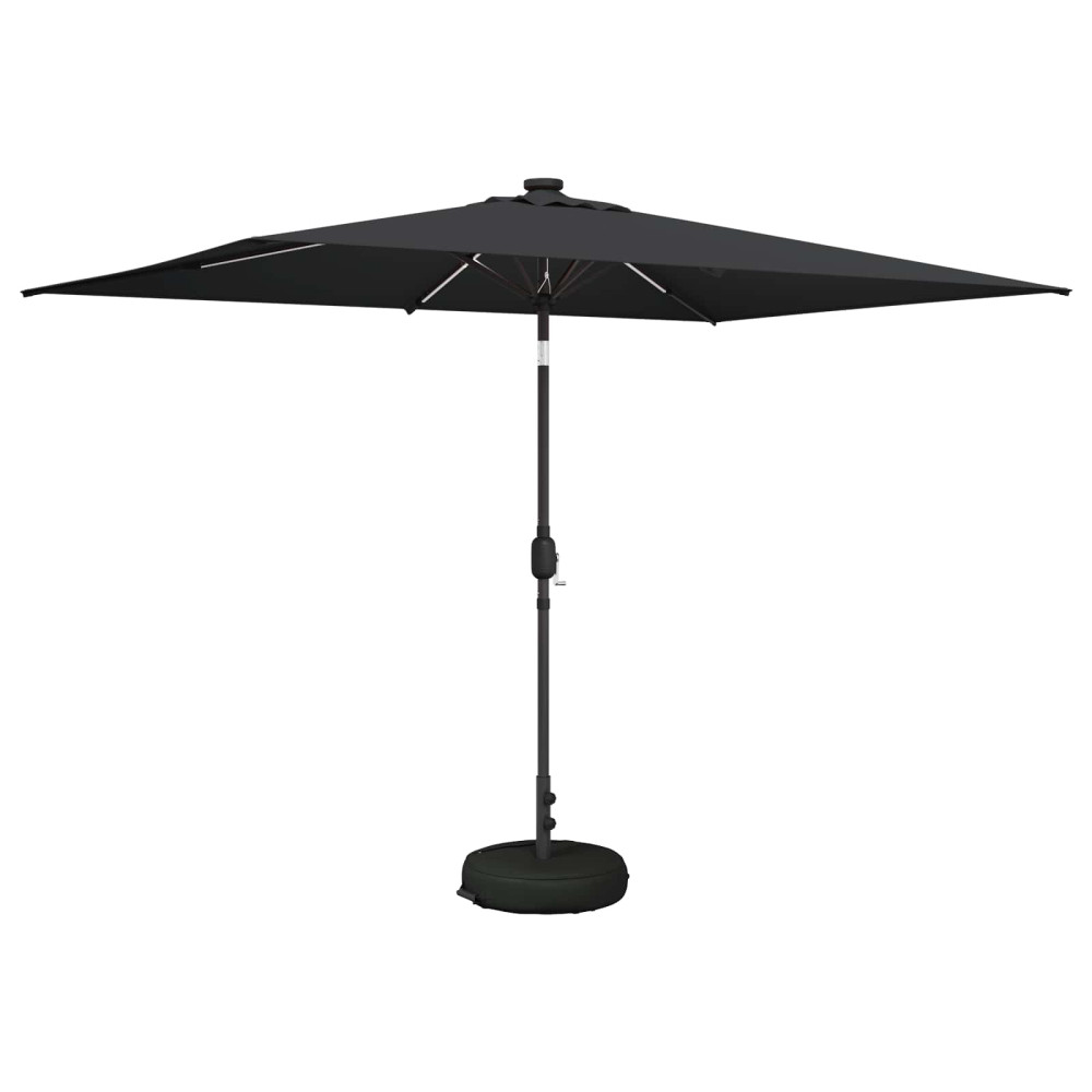 Produktbild för Trädgårdsparasol med LED-lampor och bas 200 x 300 cm Polyester
