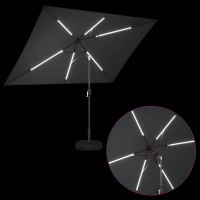 Produktbild för Trädgårdsparasol med LED-lampor och bas 200 x 300 cm Polyester