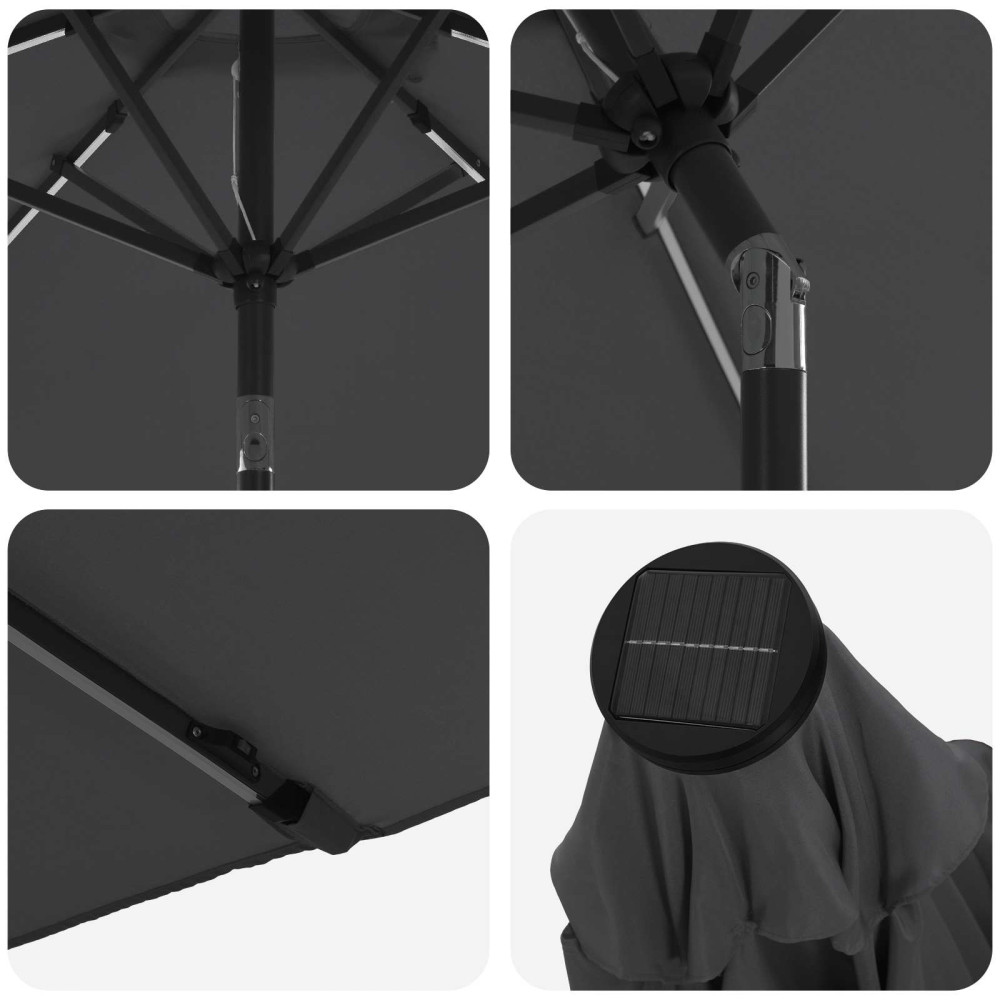 Produktbild för Trädgårdsparasol med LED-lampor och bas 200 x 300 cm Polyester