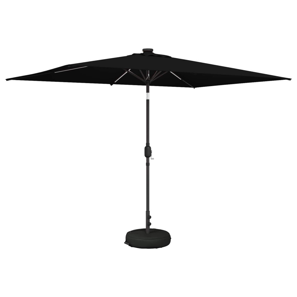 Produktbild för Trädgårdsparasol med LED-lampor och bas 200 x 300 cm Polyester