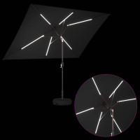 Produktbild för Trädgårdsparasol med LED-lampor och bas 200 x 300 cm Polyester
