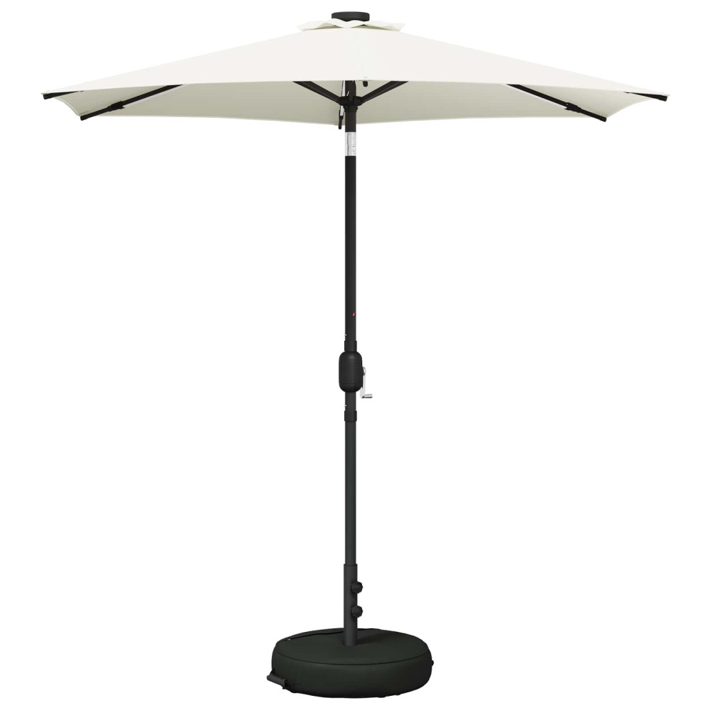 Produktbild för Trädgårdsparasol med LED-lampor och bas 230 x 230 cm Polyester