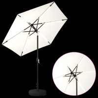 Produktbild för Trädgårdsparasol med LED-lampor och bas 230 x 230 cm Polyester