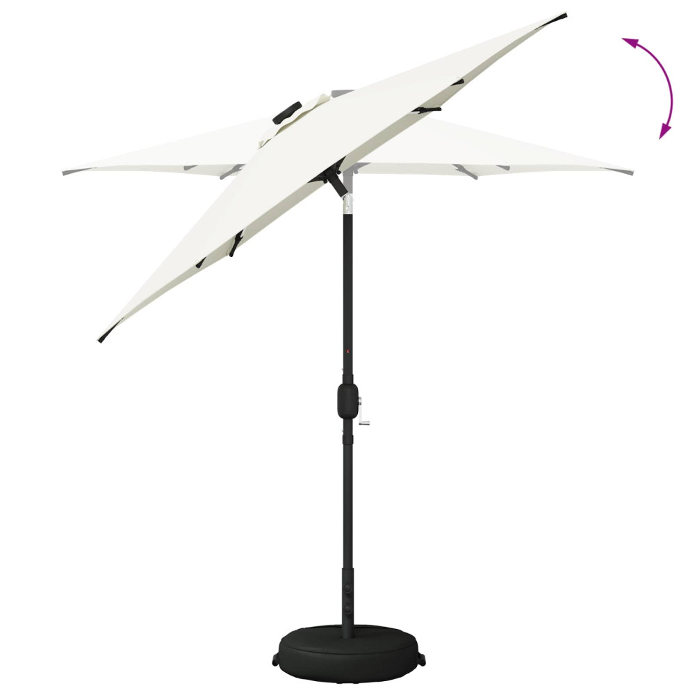 Produktbild för Trädgårdsparasol med LED-lampor och bas 230 x 230 cm Polyester