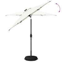 Produktbild för Trädgårdsparasol med LED-lampor och bas 230 x 230 cm Polyester