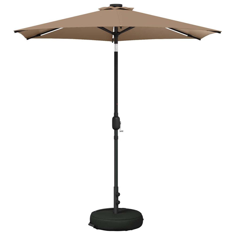 Produktbild för Trädgårdsparasol med LED-lampor och bas 230 x 230 cm Polyester