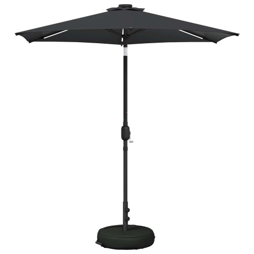 vidaXL Trädgårdsparasol med LED-lampor och bas 230 x 230 cm Polyester