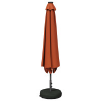 Produktbild för Trädgårdsparasol med LED-lampor och bas 230 x 230 cm Polyester