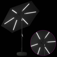 Produktbild för Trädgårdsparasol med LED-lampor och bas 230 x 230 cm Polyester