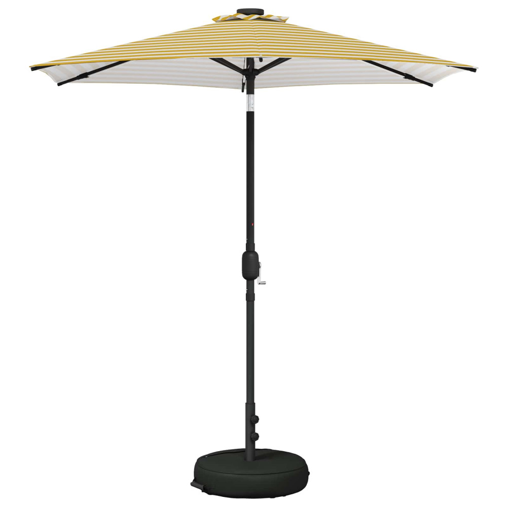 Produktbild för Trädgårdsparasol med LED-lampor och bas 230 x 230 cm Polyester