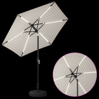 Produktbild för Trädgårdsparasol med LED-lampor och bas 230 x 230 cm Polyester