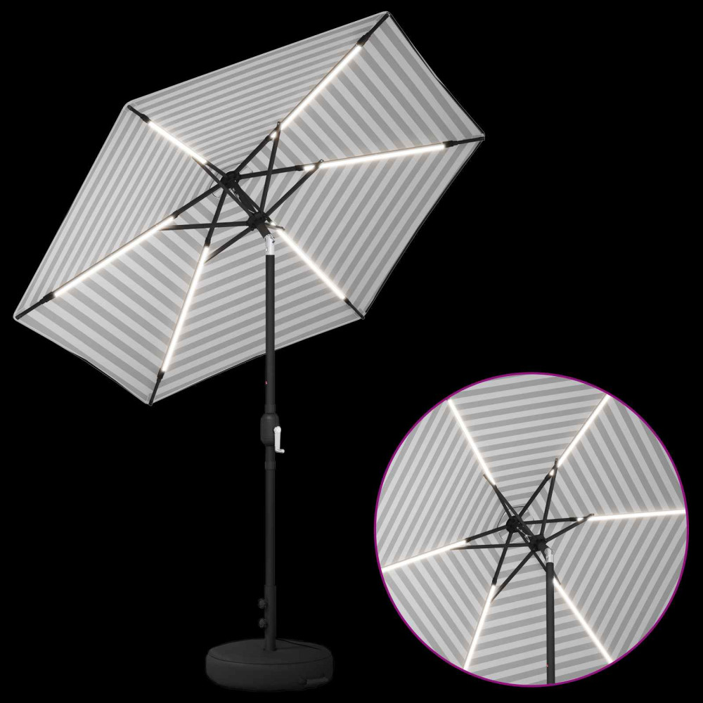 Produktbild för Trädgårdsparasol med LED-lampor och bas 230 x 230 cm Polyester