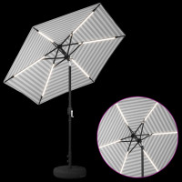 Produktbild för Trädgårdsparasol med LED-lampor och bas 230 x 230 cm Polyester