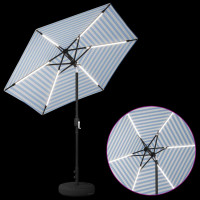 Produktbild för Trädgårdsparasol med LED-lampor och bas 230 x 230 cm Polyester