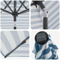 Produktbild för Trädgårdsparasol med LED-lampor och bas 230 x 230 cm Polyester