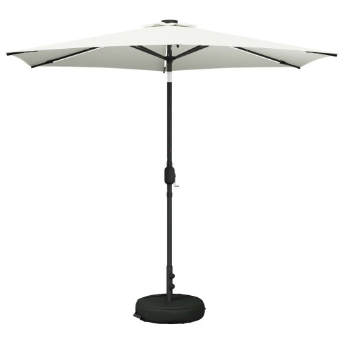 vidaXL Trädgårdsparasol med LED-lampor och bas 270 x 270 cm Polyester