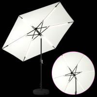 Produktbild för Trädgårdsparasol med LED-lampor och bas 270 x 270 cm Polyester
