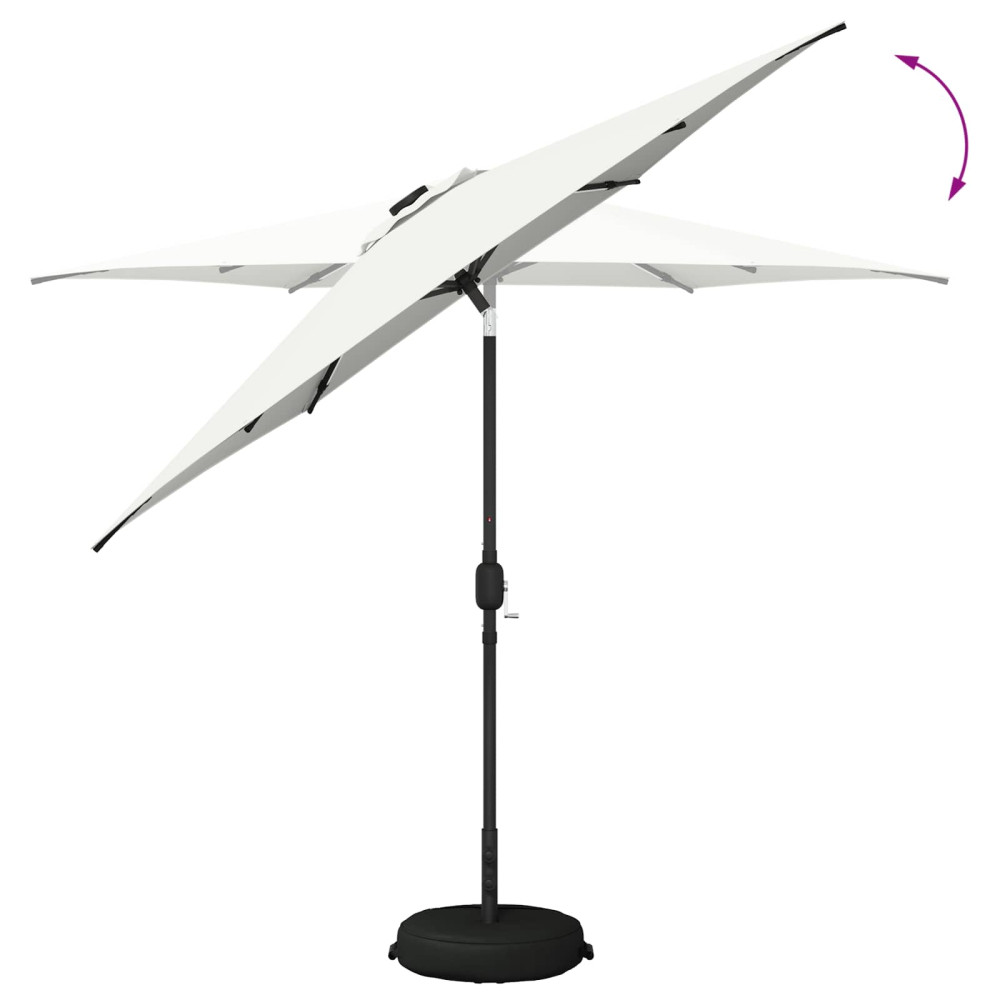 Produktbild för Trädgårdsparasol med LED-lampor och bas 270 x 270 cm Polyester