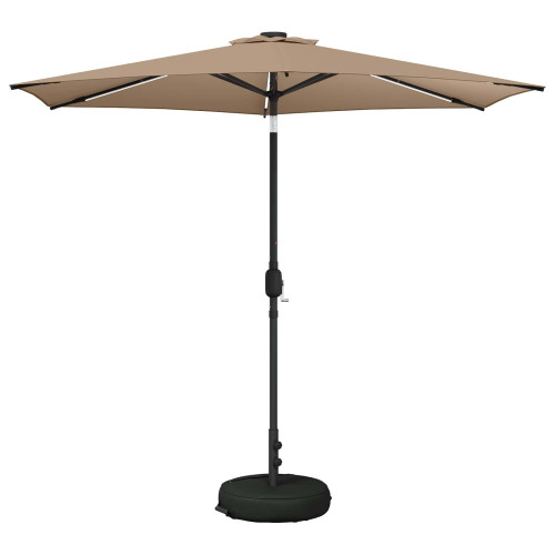 vidaXL Trädgårdsparasol med LED-lampor och bas 270 x 270 cm Polyester