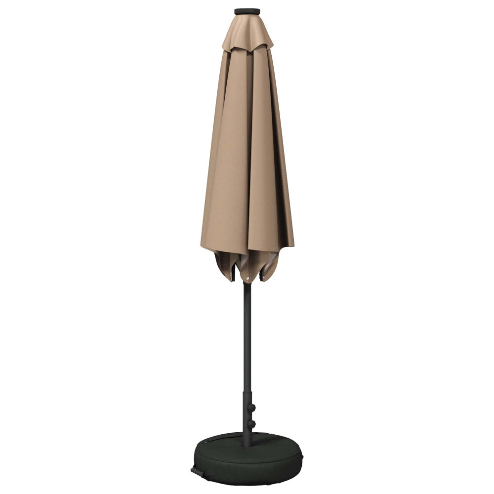 Produktbild för Trädgårdsparasol med LED-lampor och bas 270 x 270 cm Polyester