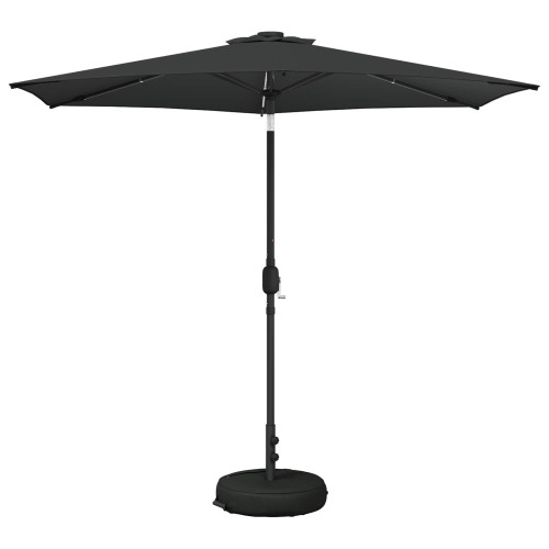 vidaXL Trädgårdsparasol med LED-lampor och bas 270 x 270 cm Polyester