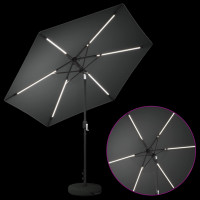 Produktbild för Trädgårdsparasol med LED-lampor och bas 270 x 270 cm Polyester