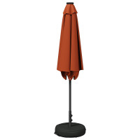 Produktbild för Trädgårdsparasol med LED-lampor och bas 270 x 270 cm Polyester