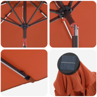 Produktbild för Trädgårdsparasol med LED-lampor och bas 270 x 270 cm Polyester