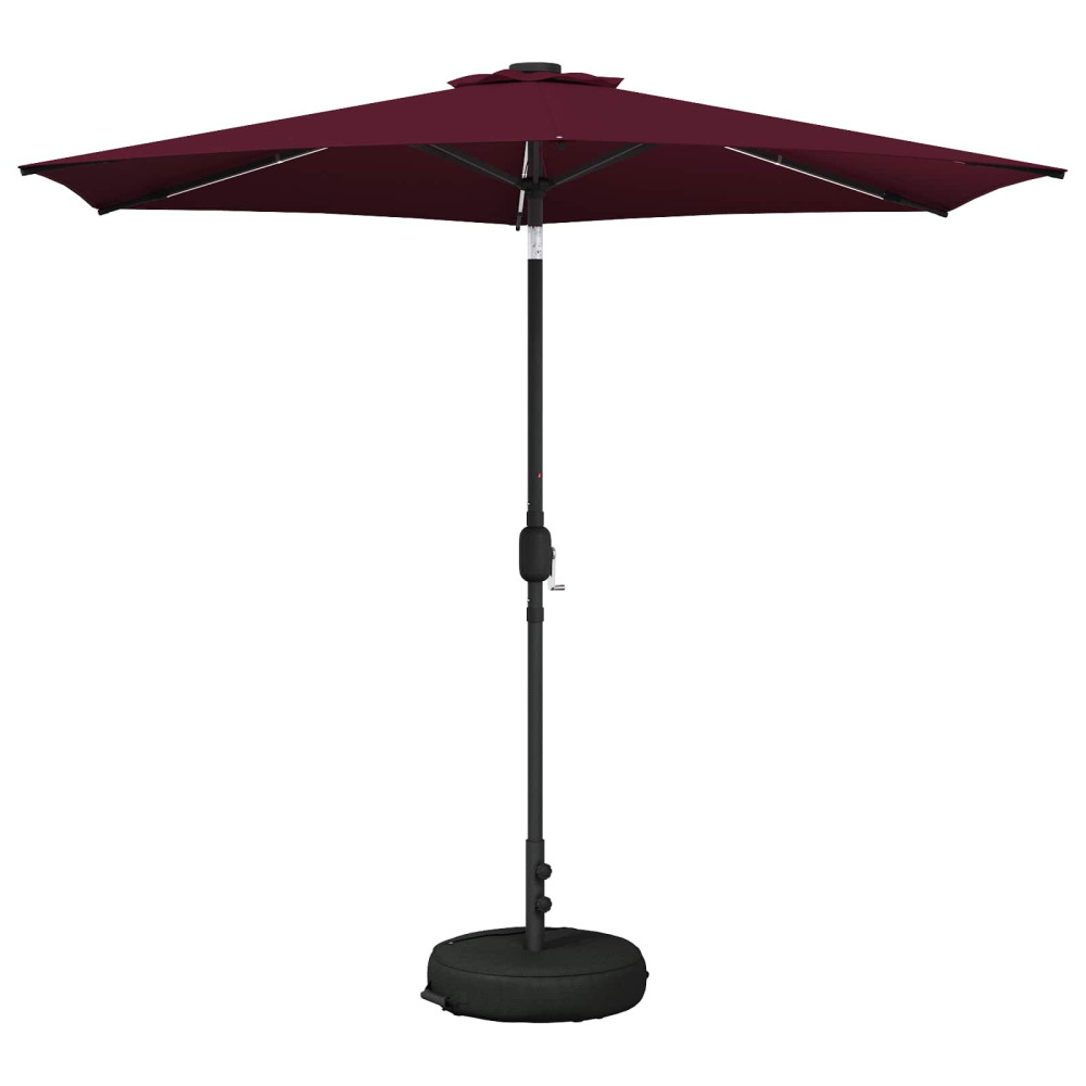 Produktbild för Trädgårdsparasol med LED-lampor och bas 270 x 270 cm Polyester