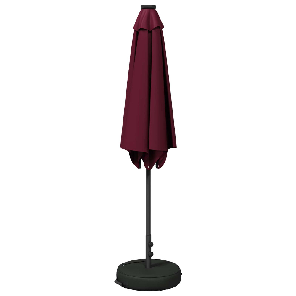Produktbild för Trädgårdsparasol med LED-lampor och bas 270 x 270 cm Polyester