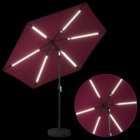 Produktbild för Trädgårdsparasol med LED-lampor och bas 270 x 270 cm Polyester