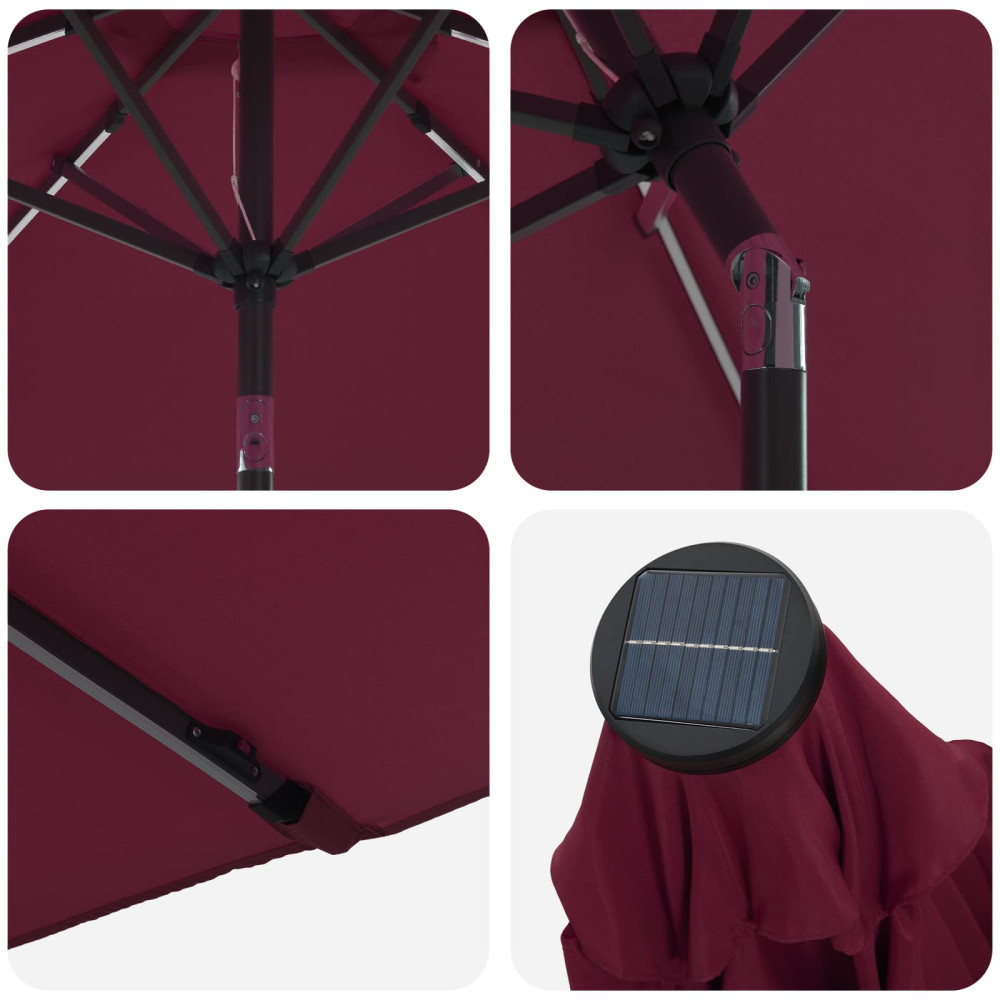 Produktbild för Trädgårdsparasol med LED-lampor och bas 270 x 270 cm Polyester