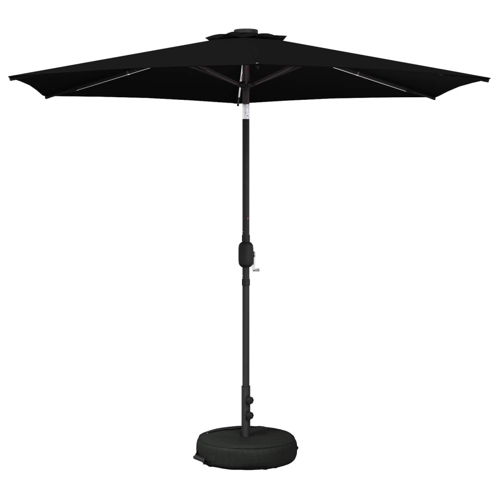 Produktbild för Trädgårdsparasol med LED-lampor och bas 270 x 270 cm Polyester