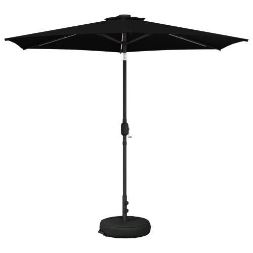 vidaXL Trädgårdsparasol med LED-lampor och bas 270 x 270 cm Polyester