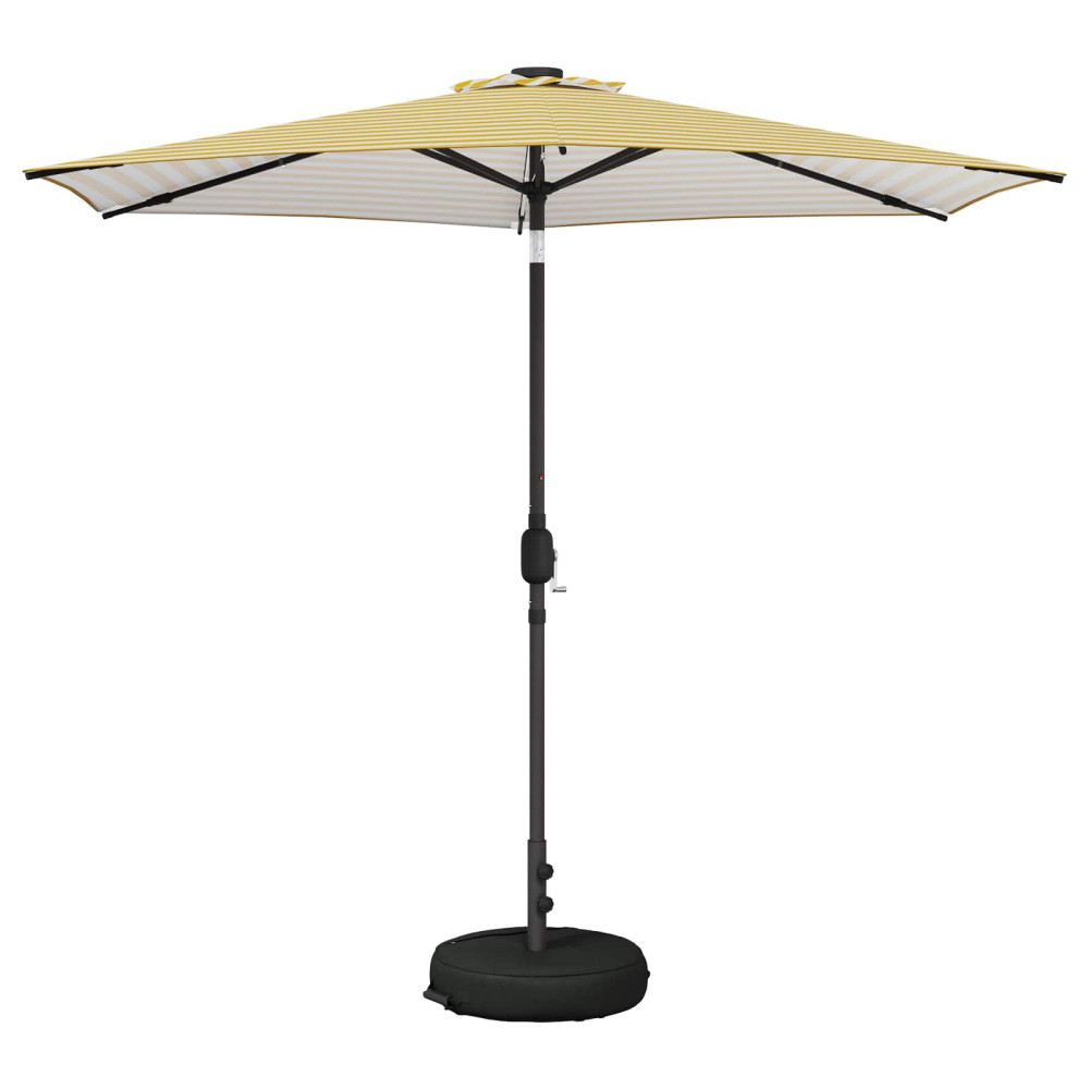 Produktbild för Trädgårdsparasol med LED-lampor och bas 270 x 270 cm Polyester