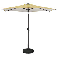 Produktbild för Trädgårdsparasol med LED-lampor och bas 270 x 270 cm Polyester