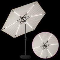 Produktbild för Trädgårdsparasol med LED-lampor och bas 270 x 270 cm Polyester