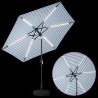 Produktbild för Trädgårdsparasol med LED-lampor och bas 270 x 270 cm Polyester