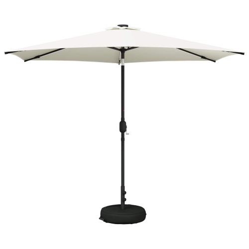 vidaXL Trädgårdsparasol med LED-lampor och bas 300 x 300 cm Polyester