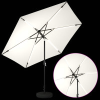 Produktbild för Trädgårdsparasol med LED-lampor och bas 300 x 300 cm Polyester