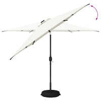 Produktbild för Trädgårdsparasol med LED-lampor och bas 300 x 300 cm Polyester