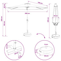 Produktbild för Trädgårdsparasol med LED-lampor och bas 300 x 300 cm Polyester