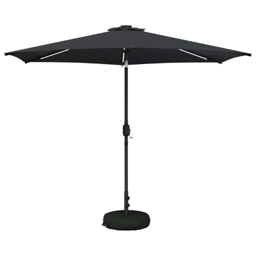 vidaXL Trädgårdsparasol med LED-lampor och bas 300 x 300 cm Polyester