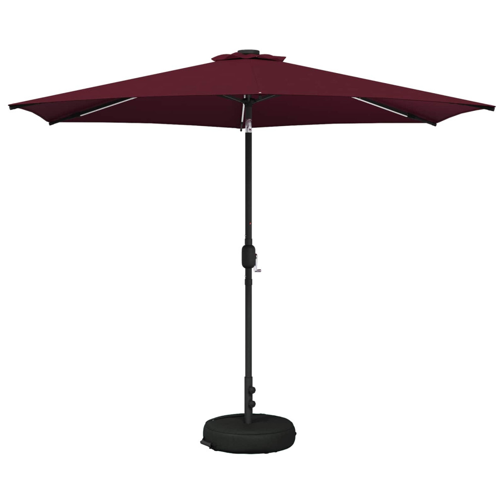 Produktbild för Trädgårdsparasol med LED-lampor och bas 300 x 300 cm Polyester