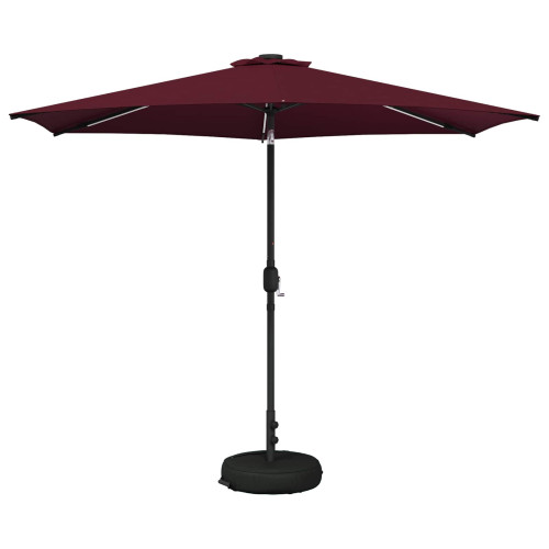 vidaXL Trädgårdsparasol med LED-lampor och bas 300 x 300 cm Polyester