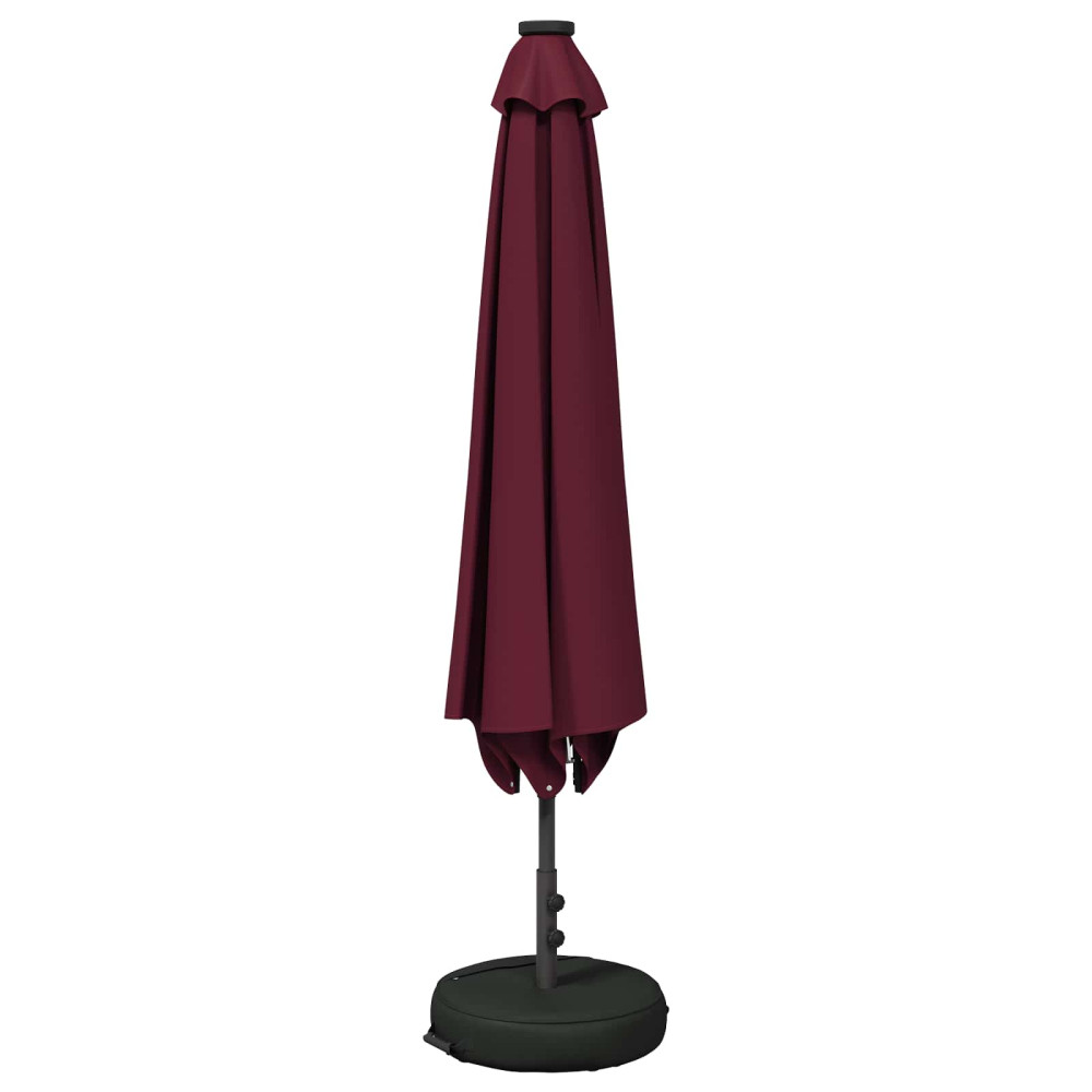 Produktbild för Trädgårdsparasol med LED-lampor och bas 300 x 300 cm Polyester