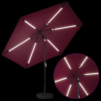 Produktbild för Trädgårdsparasol med LED-lampor och bas 300 x 300 cm Polyester